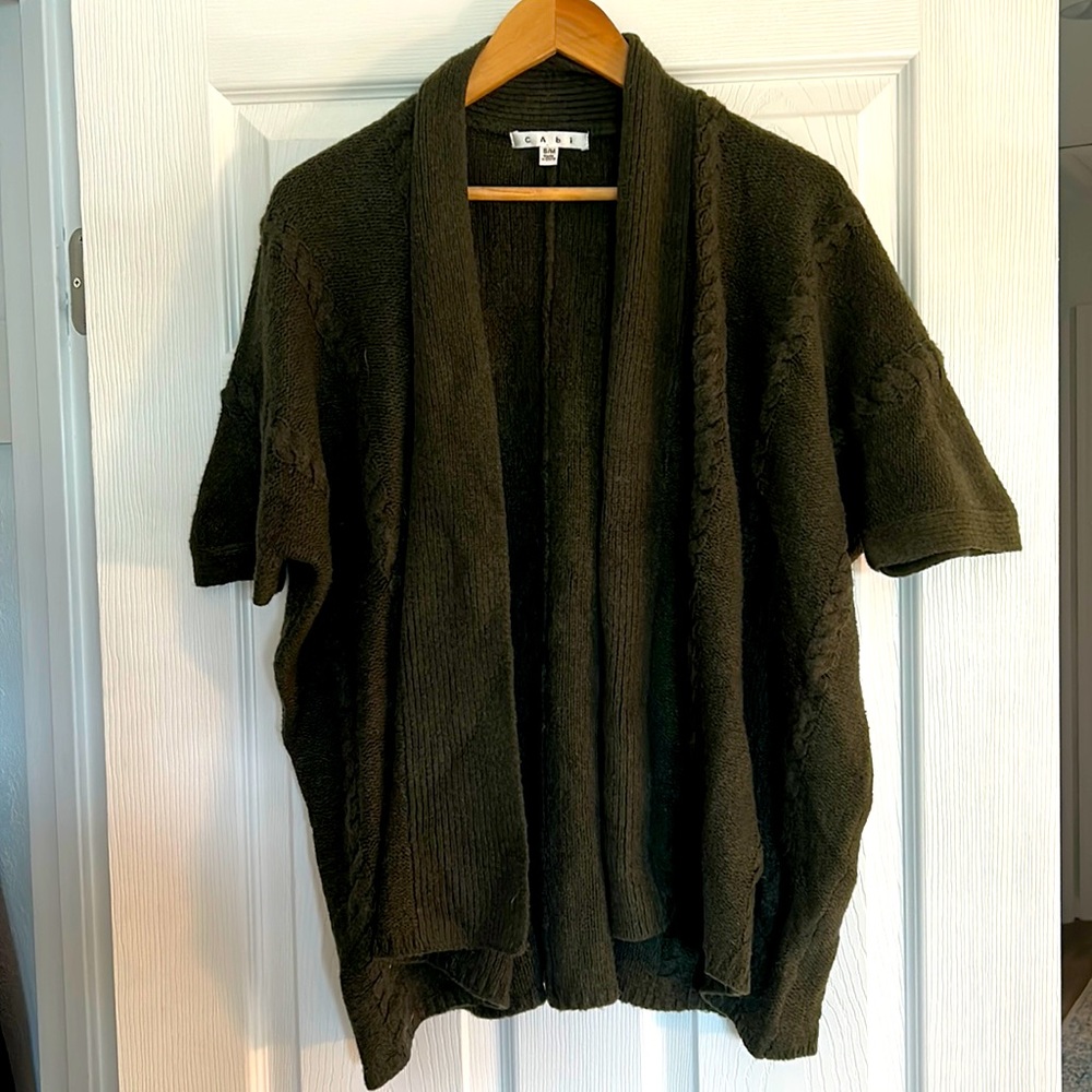 Cabi Green Open Front Oversized Sweater Cardigan - image 1